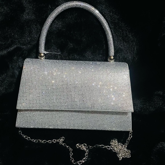 Alessia Handbags - Rhinestone Covered Silver Bag Purse